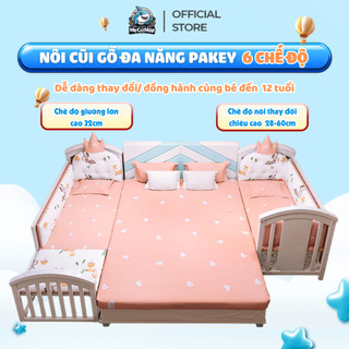 Nôi Cũi Gỗ Đa Năng Cho Bé Sơ Sinh Từ 0-36 Tháng Tuổi, Chất Liệu Gỗ Thông Tự Nhiên, An Toàn Cho Bé - CG03