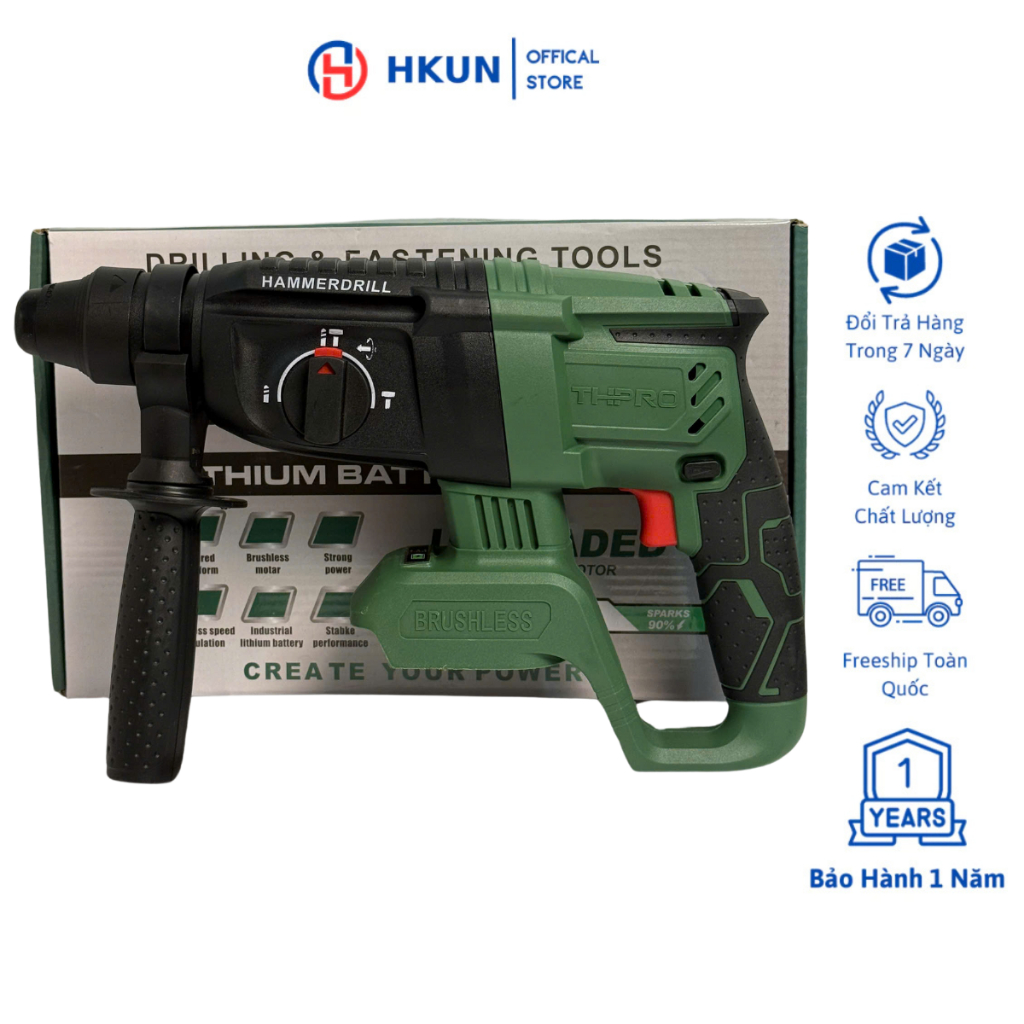 Thân Khoan Bê Tông THPRO TH226 Động Cơ Không Chổi Than Lõi Đồng
