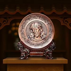 Tranh Đồng Công Giáo - Chúa Giêsu Đội Mão Gai ( Đường Kính 19cm ) - Đồ Đồng Cửu Diệu Thiên - TCG004