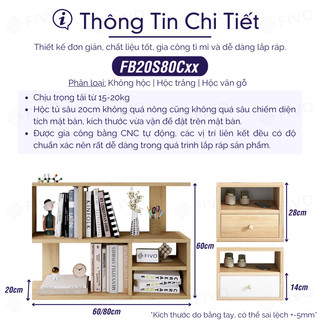 Kệ Sách Gỗ Để Bàn Hiện Đại FIVO FB20 Dày Dặn, Bền Chắc, Decor Linh Hoạt, Dễ Dàng Lắp Ráp