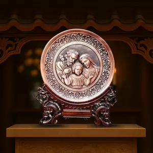 Tranh Đồng Công Giáo - Gia Đình Thánh Gia ( Đường Kính 19cm ) - Đồ Đồng Cửu Diệu Thiên - TCG007