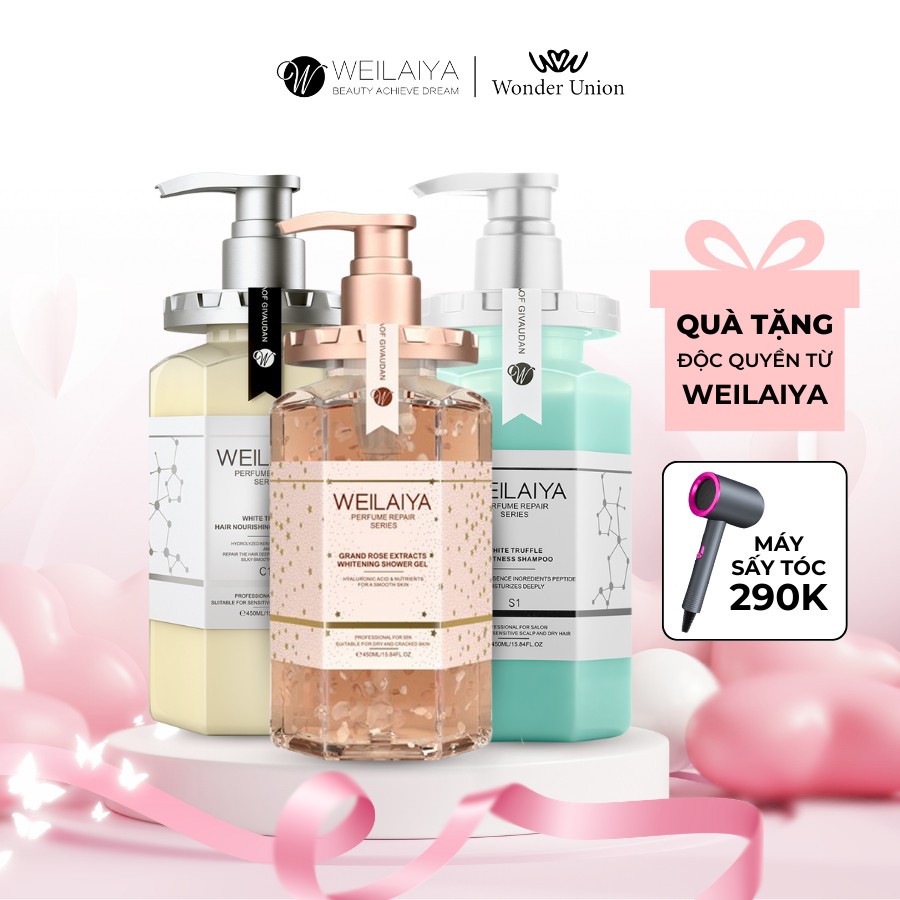Ảnh Bộ sản phẩm chăm sóc tóc và Sữa tắm nước hoa, trắng da toàn thân Weilaiya 450ml 1