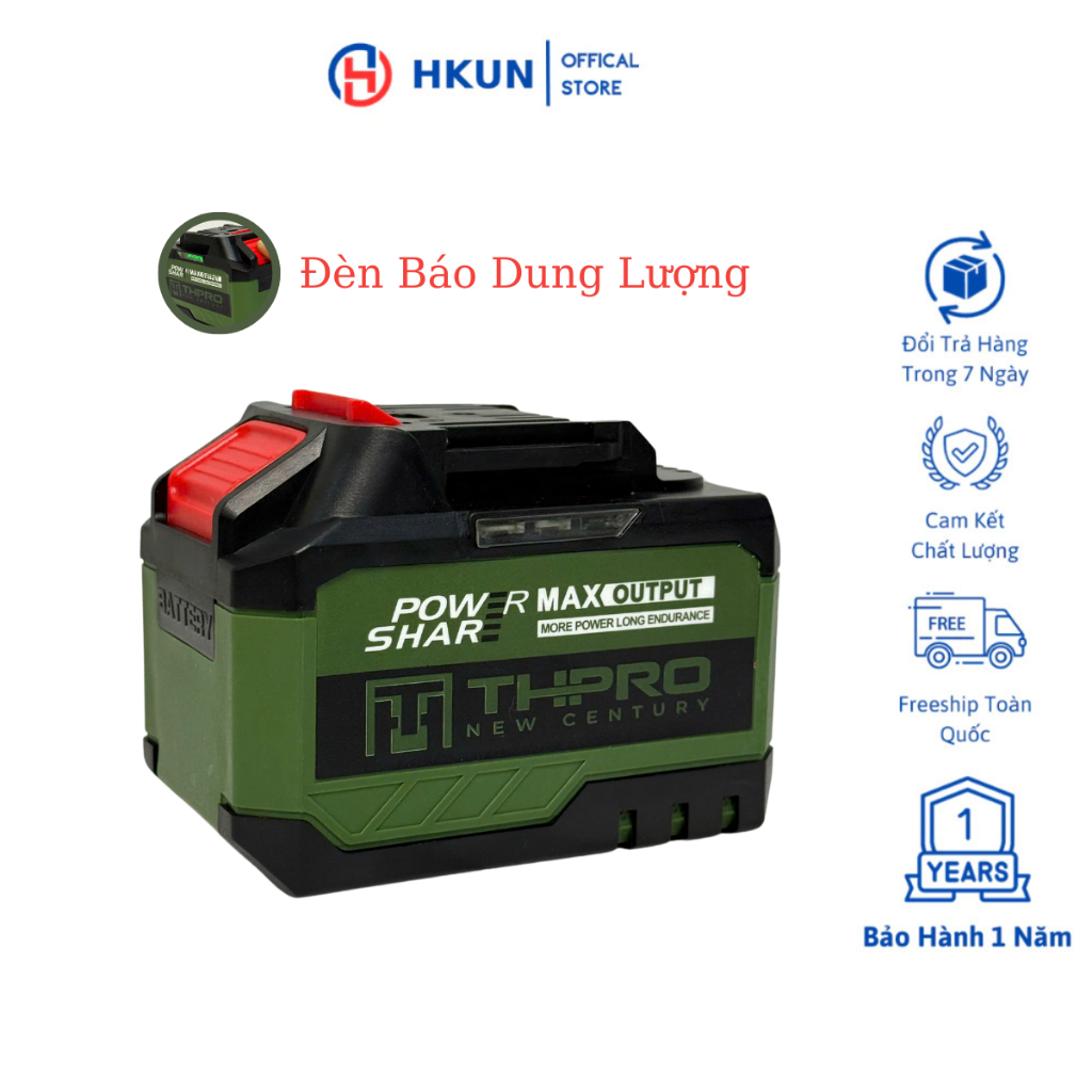 Pin 15cell THPRO Có Đèn Báo Dung Lượng , Vỏ ABS Chống Sốc Chống Va Đập Chân Pin Phổ Thông