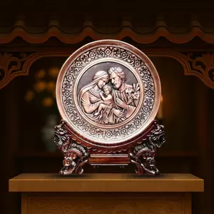Tranh Đồng Công Giáo - Gia Đình Thánh Gia ( Đường Kính 19cm ) - Đồ Đồng Cửu Diệu Thiên - TCG010