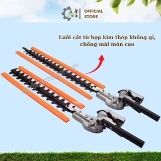 Đầu cắt tỉa hàng rào, cây, gắn máy cắt cỏ trục 26/28mm, lưỡi dài 45cm, tùy chỉnh góc cắt Agrimachi