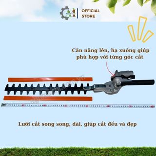 Đầu cắt tỉa hàng rào, cây, gắn máy cắt cỏ trục 26/28mm, lưỡi dài 45cm, tùy chỉnh góc cắt Agrimachi