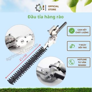 Đầu cắt tỉa hàng rào, cây, gắn máy cắt cỏ trục 26/28mm, lưỡi dài 45cm, tùy chỉnh góc cắt Agrimachi