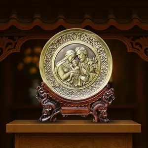 Tranh Đồng Công Giáo - Gia Đình Thánh Gia ( Đường Kính 19cm ) - Đồ Đồng Cửu Diệu Thiên - TCG013