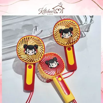 Quạt Cầm Tay Sạc Tích Điện Hình Nhân Vật Natra Hottrend, Quạt Kèm Dây Sạc TIện Lợi, Nhỏ Gọn