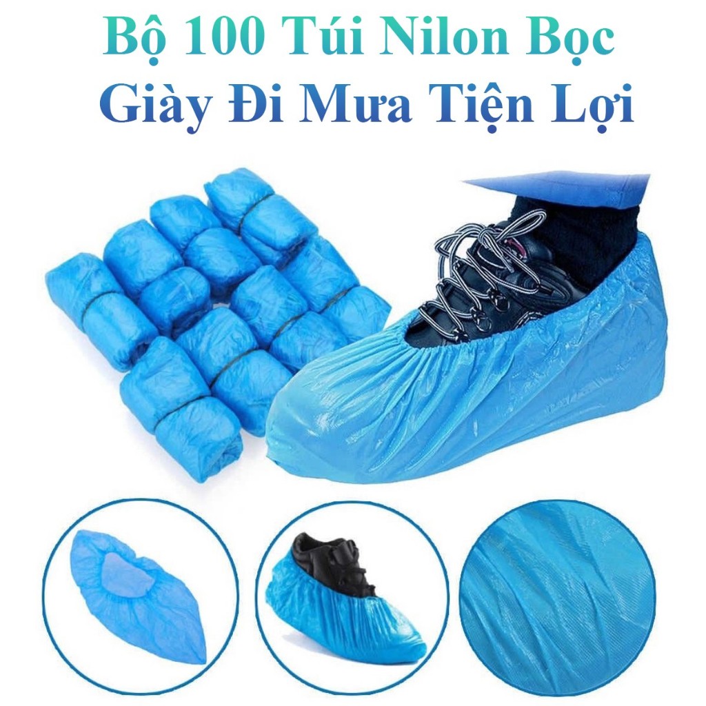 Combo 100 Túi Nilon Bọc Giày Đi Mưa Tiện Lợi