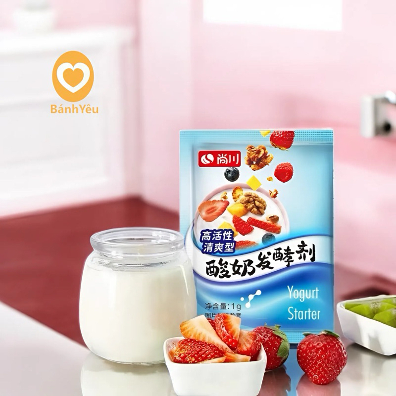Men làm sữa chua Shangchuan gói Xanh cực ngon gói 1g,chứa hơn 10 chủng men Bifidobacteria lactis