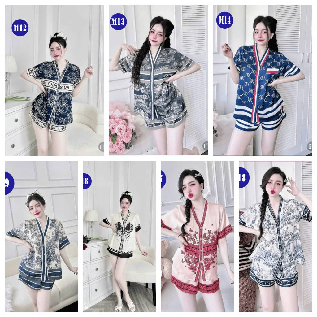 Tổng hợp Bộ ngủ pijama nữ thiết kế cổ Y mặc nhà hottrend