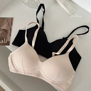 Áo lót nữ đệm mỏng , Áo ngực học sinh không gọng cotton gân tăm đệm mỏng sexy mềm mại A48