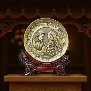 Tranh Đồng Công Giáo - Mừng Chúa Giáng Sinh ( Đường Kính 19cm ) - Đồ Đồng Cửu Diệu Thiên - TCG017