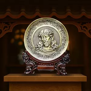 Tranh Đồng Công Giáo - Chúa Giêsu Đội Mão Gai ( Đường Kính 19cm ) - Đồ Đồng Cửu Diệu Thiên - TCG019