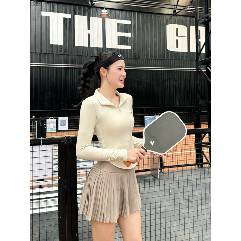 Áo khoác FitHer dáng ôm Lina Fit Zip Top chống tia UV, phù hợp tập Gym, pickleball, yoga