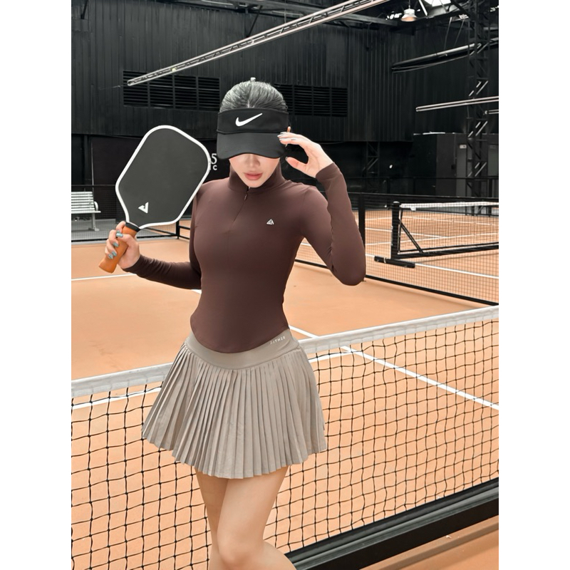 Áo khoác FitHer dáng ôm Lina Fit Zip Top chống tia UV, phù hợp tập Gym, pickleball, yoga