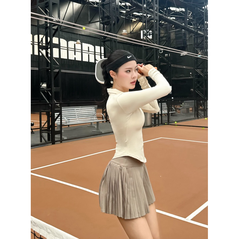 Áo khoác FitHer dáng ôm Lina Fit Zip Top chống tia UV, phù hợp tập Gym, pickleball, yoga