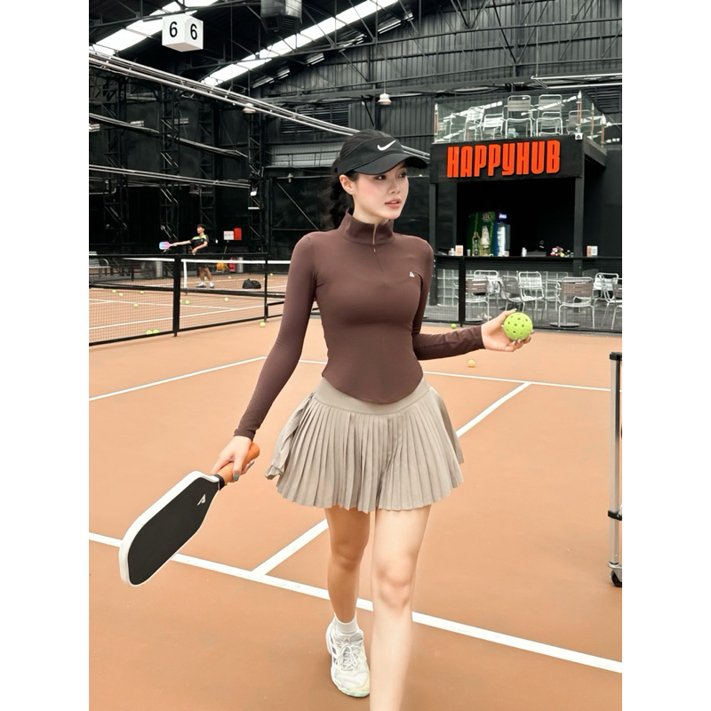 Áo khoác FitHer dáng ôm Lina Fit Zip Top chống tia UV, phù hợp tập Gym, pickleball, yoga