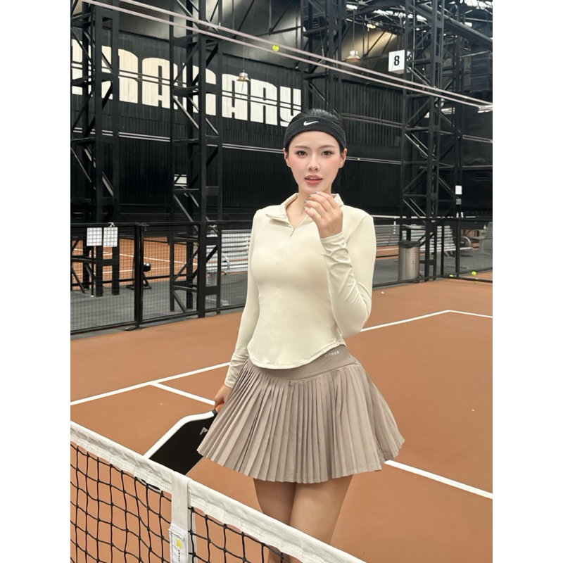 Áo khoác FitHer dáng ôm Lina Fit Zip Top chống tia UV, phù hợp tập Gym, pickleball, yoga