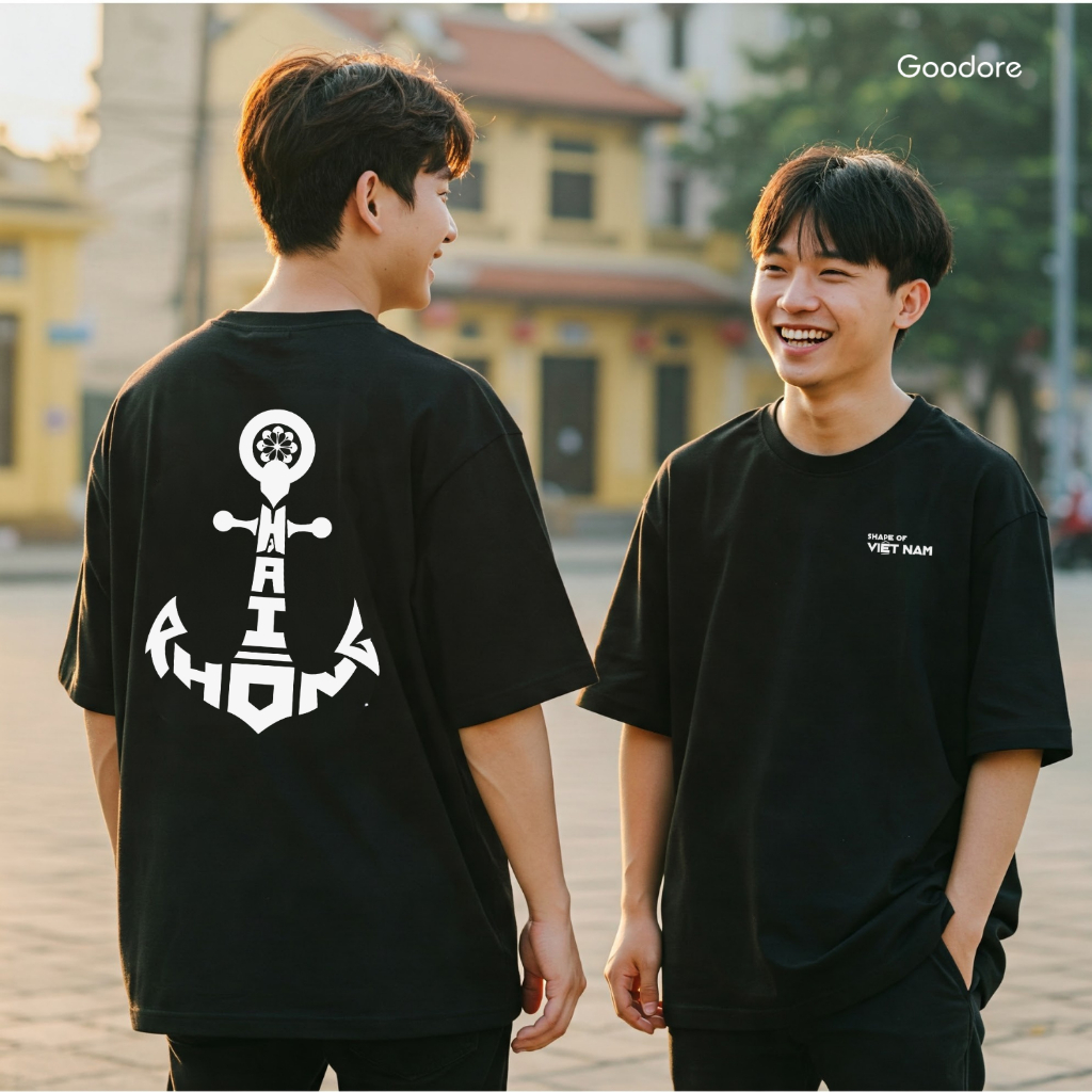 Áo thun Oversize cotton unisex nam nữ Goodore Shape of Vietnam mẫu Hải Phòng thoáng mát năng động