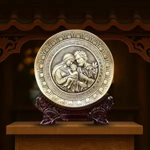 Tranh Đồng Công Giáo - Thánh Gia ( Đường Kính 19cm ) - Đồ Đồng Cửu Diệu Thiên - TCG023