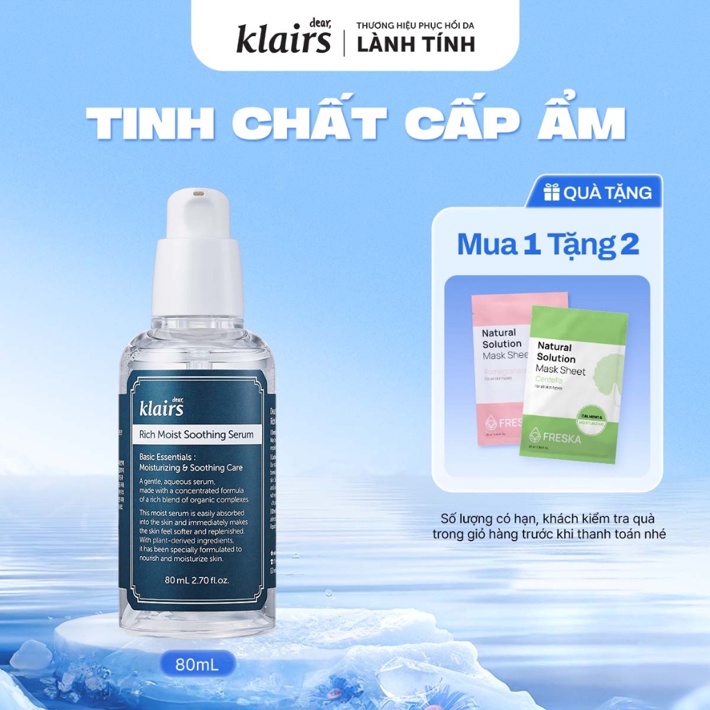 Ảnh Tinh chất dưỡng da Dear, Klairs Rich Moist Soothing Serum 80ml 1