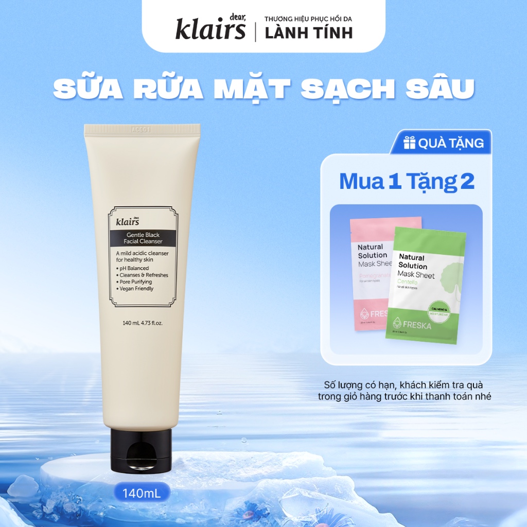 Ảnh Sữa Rửa Mặt Dear Klairs Gentle Black Facial Cleanser 140ml 1