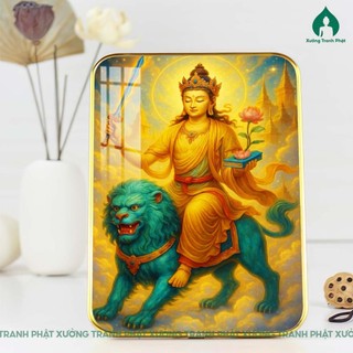 Tranh Văn Thù Sư Lợi Bồ Tát tráng gương cao cấp nhiều mẫu nhiều kích thước