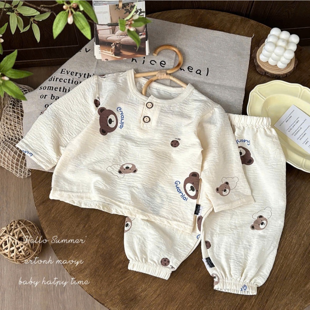 Bộ Đồ Ngủ  Dài Tay Cho Bé Trai, Bé Gái (Từ 1-7 Tuổi )Họa Tiết Hoạt Hình