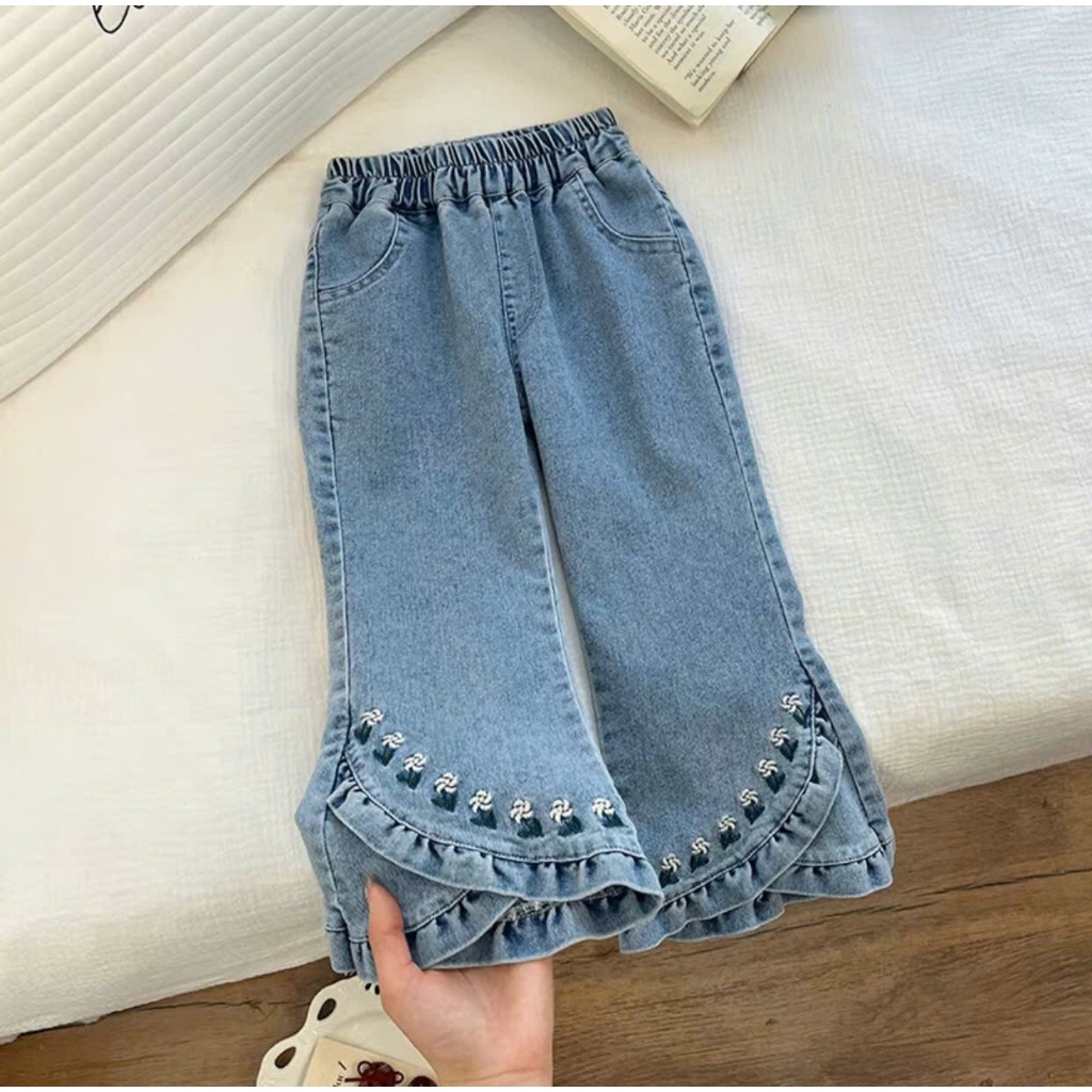 Quần Jean Ống Loe Dành Cho Bé Gái Dễ Thương Dành Cho Bé Từ 3-7 Tuổi