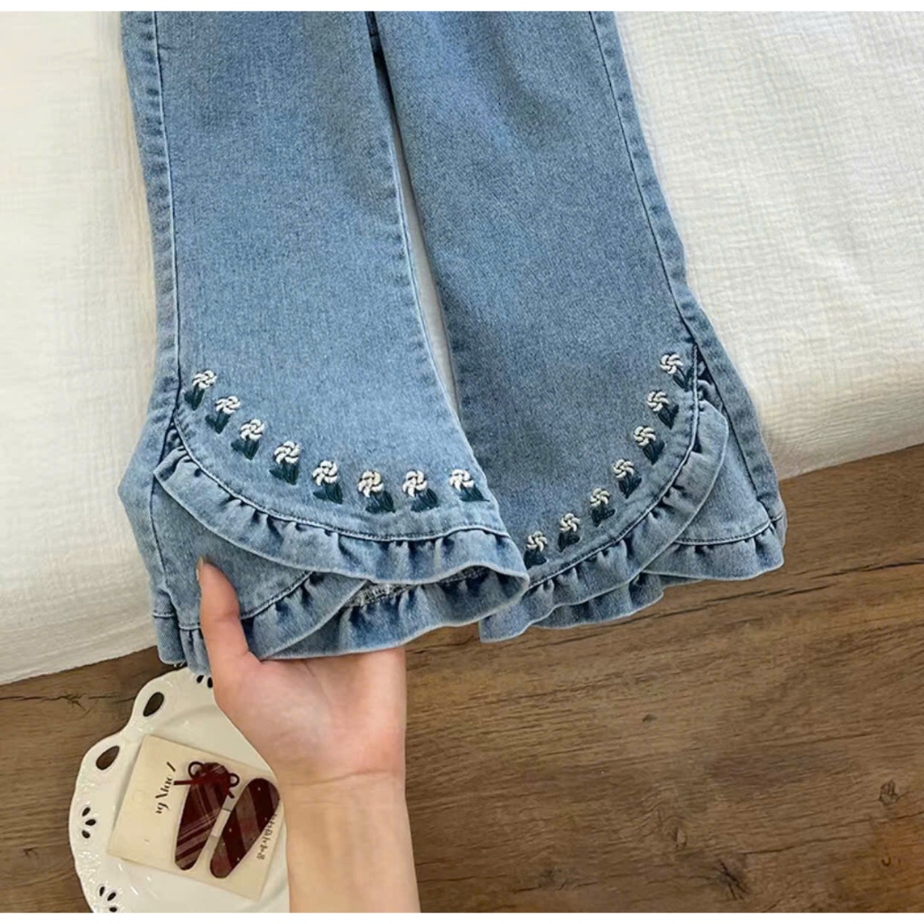 Quần Jean Ống Loe Dành Cho Bé Gái Dễ Thương Dành Cho Bé Từ 3-7 Tuổi