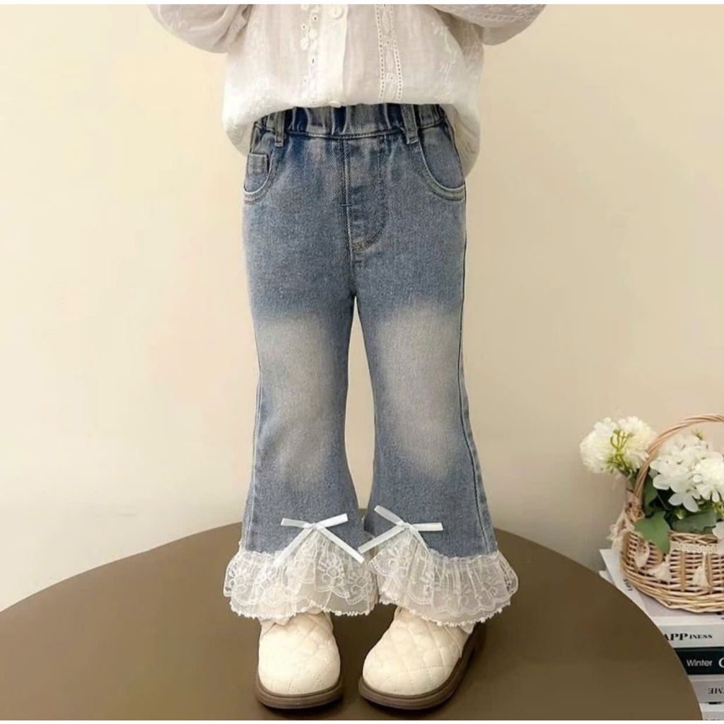 Quần Jean Ống Loe Dành Cho Bé Gái Dễ Thương Dành Cho Bé Từ 3-7 Tuổi
