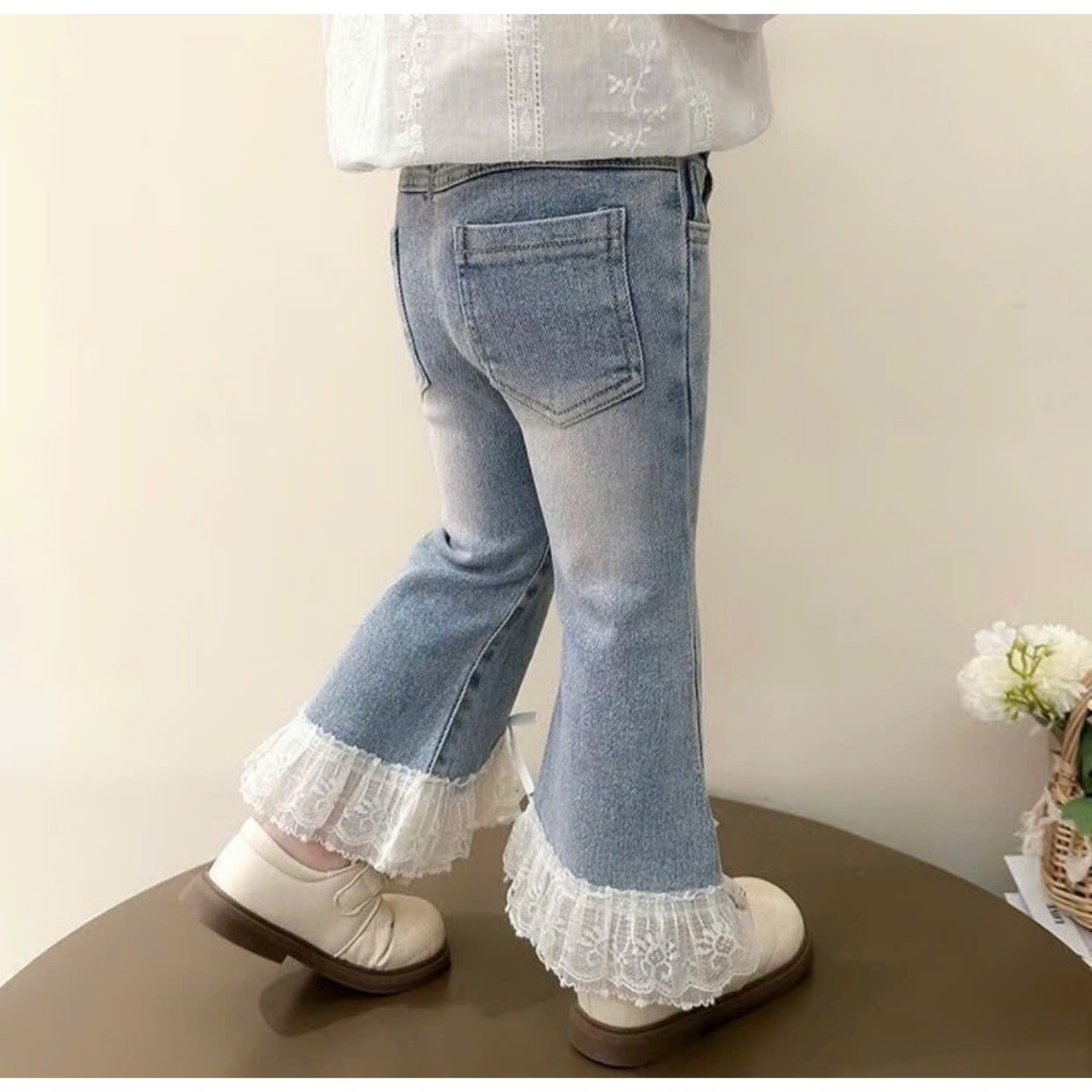 Quần Jean Ống Loe Dành Cho Bé Gái Dễ Thương Dành Cho Bé Từ 3-7 Tuổi