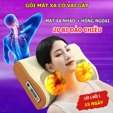 Gối massage hồng ngoại cổ vai gáy, máy massage, gối massage 20 bi cao cấp hỗ trợ mát xa vùng cổ,vai gáy toàn thân