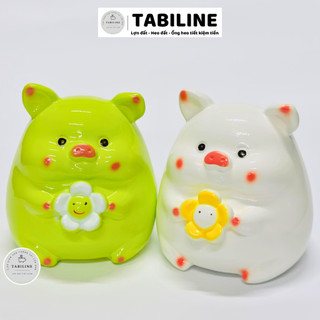 Heo đất ống tiết kiệm tiền lỗ ngang heo ôm hoa xinh xắn đáng yêu LD43 - TABILINE