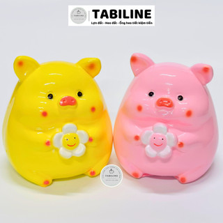 Heo đất ống tiết kiệm tiền lỗ ngang heo ôm hoa xinh xắn đáng yêu LD43 - TABILINE
