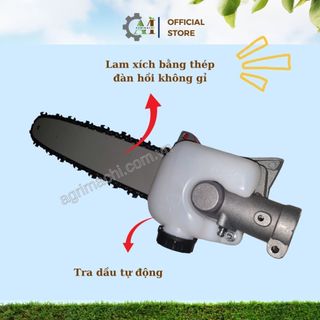 Đầu cưa xích 12 inch gắn máy cắt cỏ trục 26mm/28mm – lắp nhanh, cắt khỏe, tiết kiệm_Agrimachi