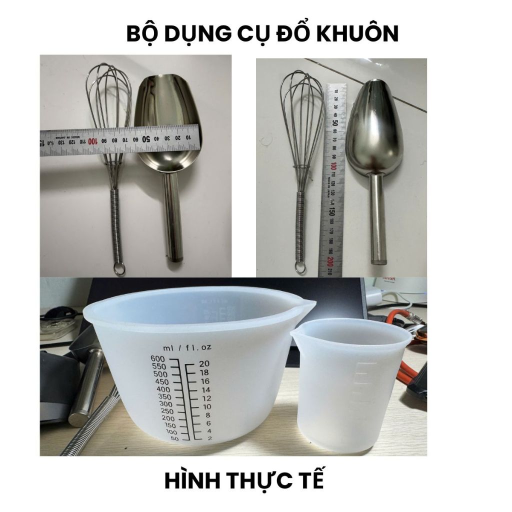 Bộ Dụng Cụ Đổ Khuôn Thạch Cao – Combo 4 Món Chuyên Nghiệp Cho DIY, Nến Thơm, Đổ Mô Hình