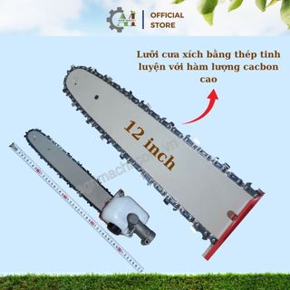 Đầu cưa xích 12 inch gắn máy cắt cỏ trục 26mm/28mm – lắp nhanh, cắt khỏe, tiết kiệm_Agrimachi
