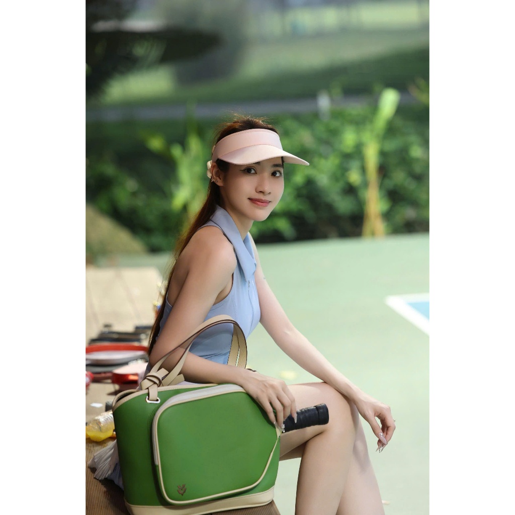 Túi đựng vợt Pickleball nữ chính hãng Vaputex - Green Tea da PU cao cấp Xanh Trà bảo hành da 2 năm