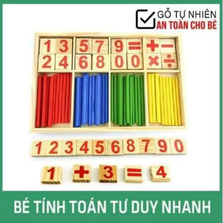 Bộ que tính học toán bằng gỗ - bảng tính que học toán giúp bé phát triển tư duy đếm số