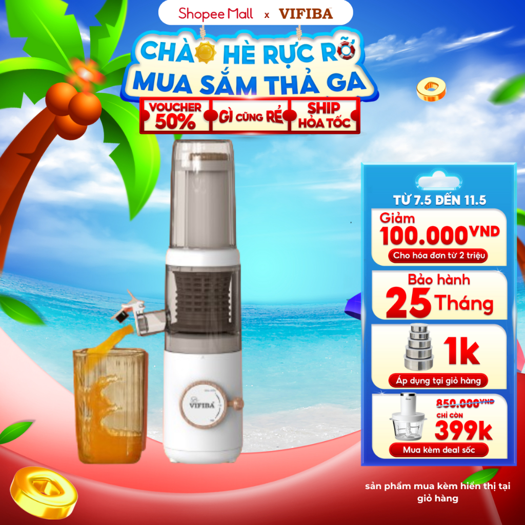 Ảnh Máy Ép Chậm Daiki Vifiba, Máy Ép Trái Cây 120W, Máy Làm Kem Hoa Quả, Bảo hành 25 tháng 1