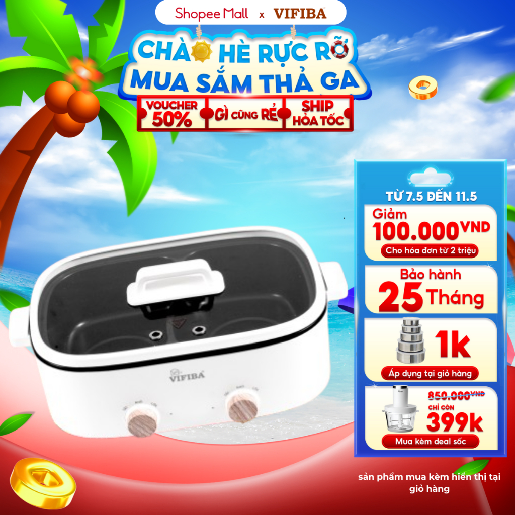Ảnh Nồi Song lẩu VIFIBA 5.5L - Chống Dính Teflon, Công Suất 1600W, Điều Chỉnh Nhiệt Độ Riêng, An Toàn 1