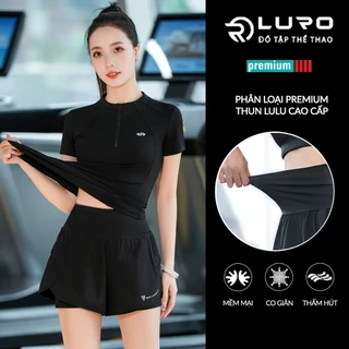 Bộ tập thể thao ngắn [Luro S13], đồ tập gym, pickleball, yoga với áo phối lưới và quần 2 lớp