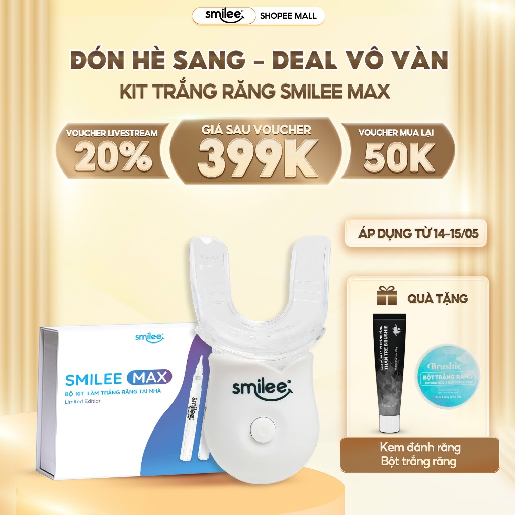 Ảnh - Bộ Kit trắng răng tại nhà Smilee Max - Trắng răng từ 2 đến 6 tông sau 7 ngày, tùy thuộc vào cơ địa 1