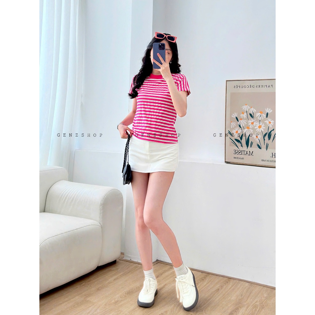 Áo Thun Sọc Ngang Form Babytee  Màu Trung Tính Áo Form Vừa  BBT26