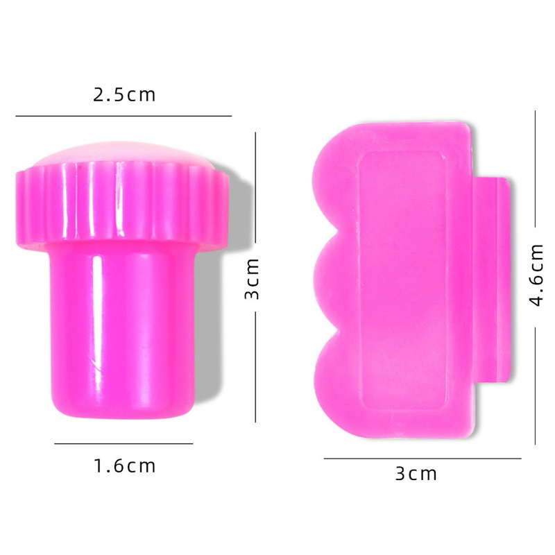 Con dấu silicon và gạt in màu hồng trang trí móng