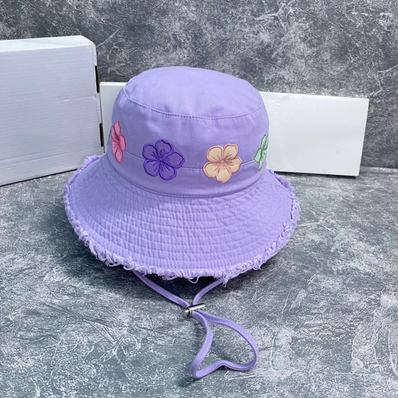 MŨ BUCKET KAKI MỀM XỊN — NÓN VÀNH TRÒN TUA RUA THÊU HOA KÈM THẮT NƠ Ở SAU CỰC XINH