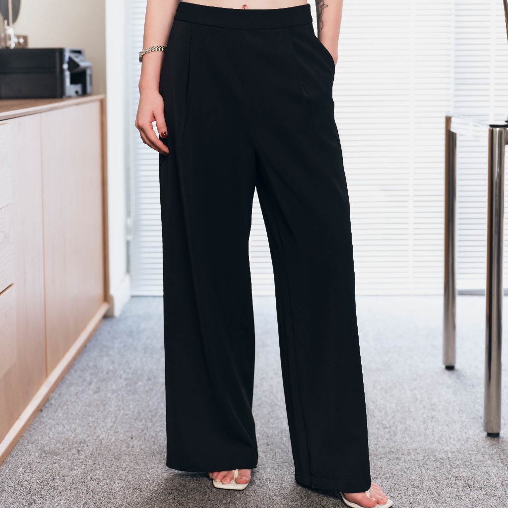 Ảnh DOTTIE - Quần dài ống suông xếp ly - Đen - Q0387 4